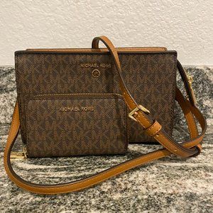 Michael Kors Valerie Medium Logo Crossbody and Matching Wallet